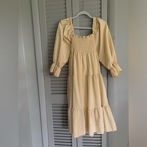 puff sleeve midi dress